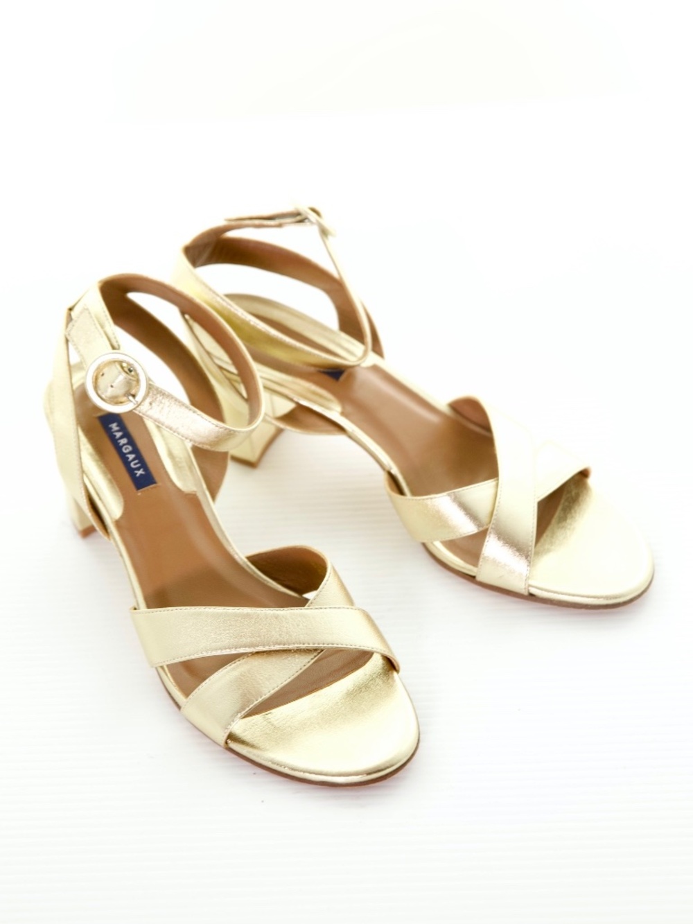 Margaux The City Gold Nappa Leather Sandals Womens 43.5 (US 12.5) Strappy Heels